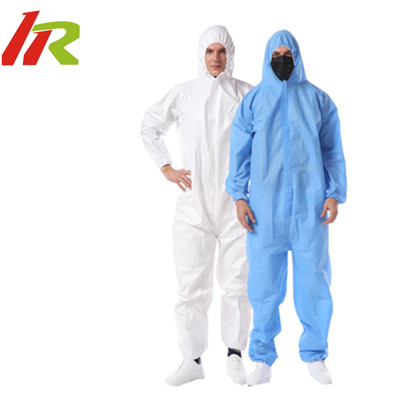 Unisex Hazmat Suit Protection Clothing Laboratory Hood Gown Coverall Safety 
